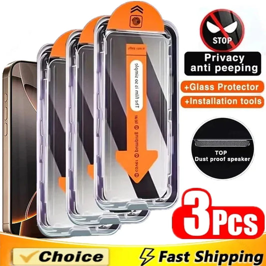 3Pcs Dust Free Installation Privacy Screen Protector for All IPhone - Anti-spy Glass - Skycover