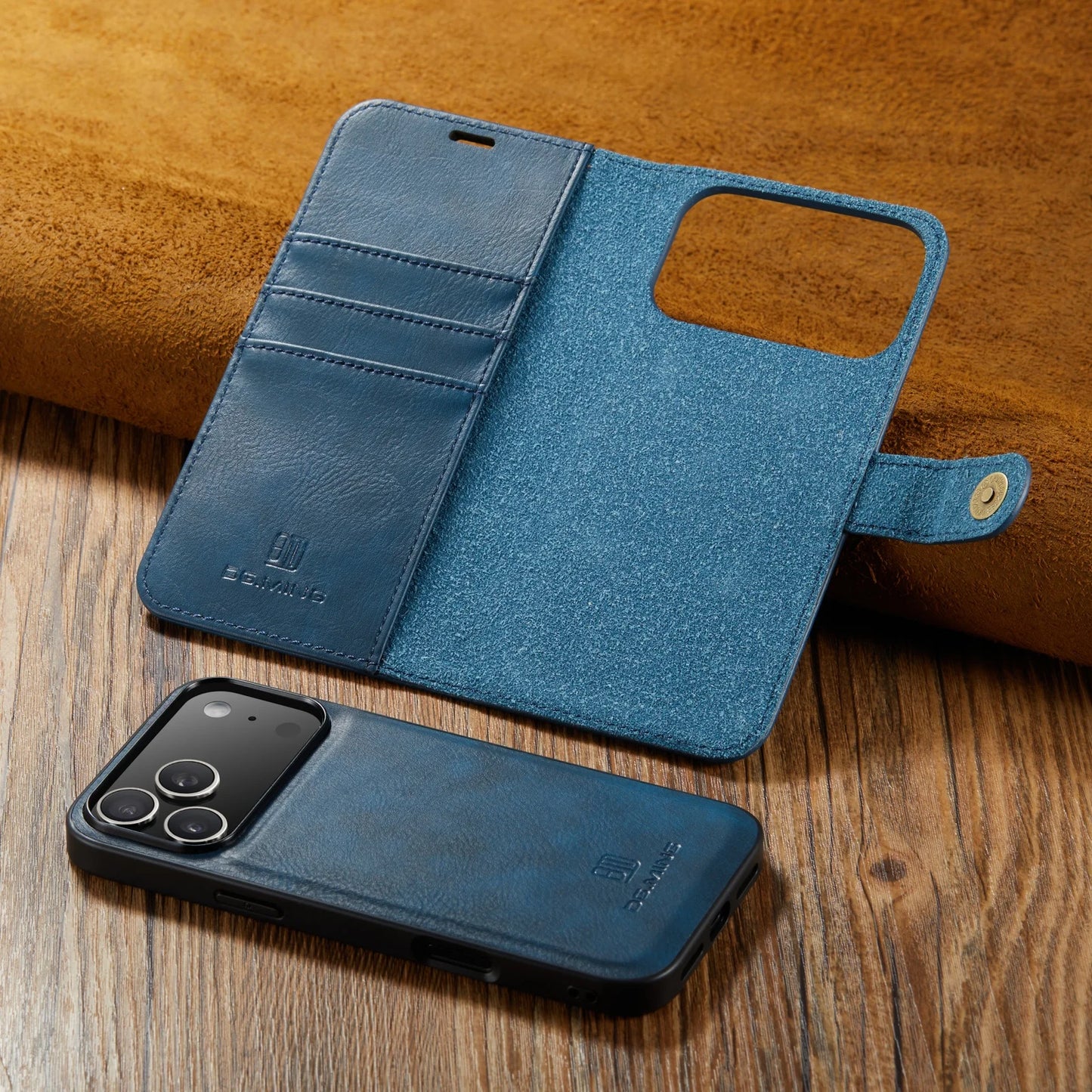 Magnetic Leather Wallet Phone Case with Card Holder – 2-in-1 Foldable Cover for iPhone 17 Series - Sky-cover