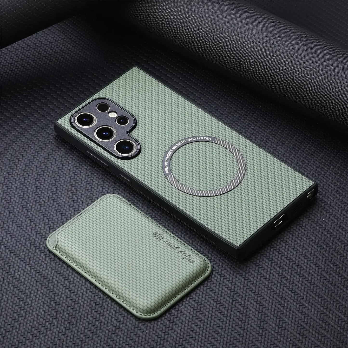 Luxury Leather Magnetic Phone Case with Card Holder for Samsung Galaxy - Green / Galaxy S24 Ultra - Sky-cover