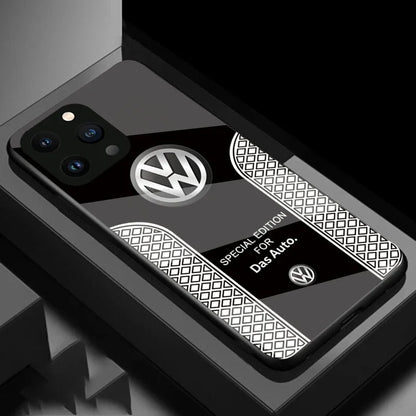 VW Luxury carbon fiber phone case for iPhone 15 Pro Max with glass cover - Black / for iphone 15 pro max - sky-cover
