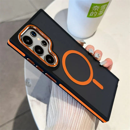 Luxury Matte Magnetic Case For Samsung Galaxy S24 S22 S25 Ultra S23 Plus S23 FE For Magsafe Wireless Charging Shockproof Cover - Sky-cover