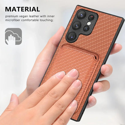 Luxury Leather Magnetic Phone Case with Card Holder for Samsung Galaxy