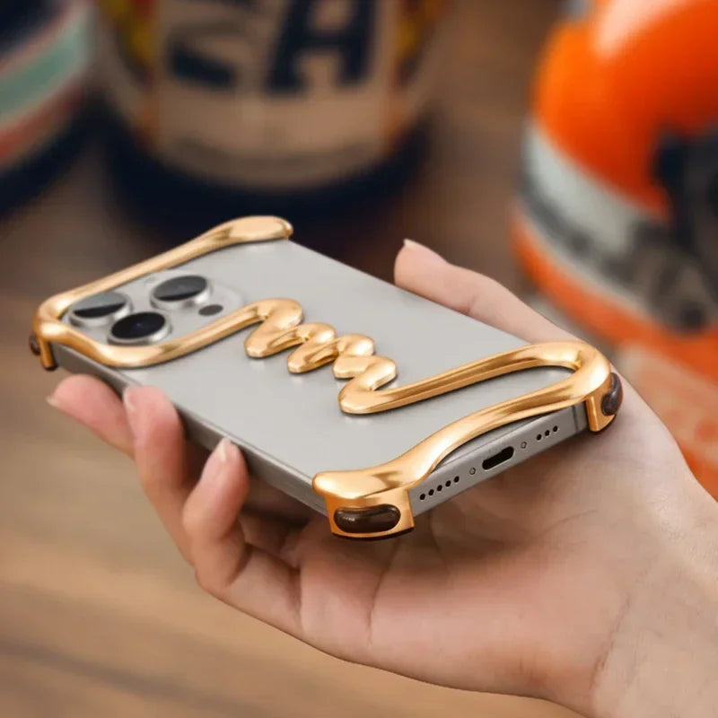 Luxury Gold Metal Frameless Phone Case for iPhone 16 15 14 Pro Max Luxury Gold Metal Frameless Phone Case for iPhone 16 15 14 Pro Max