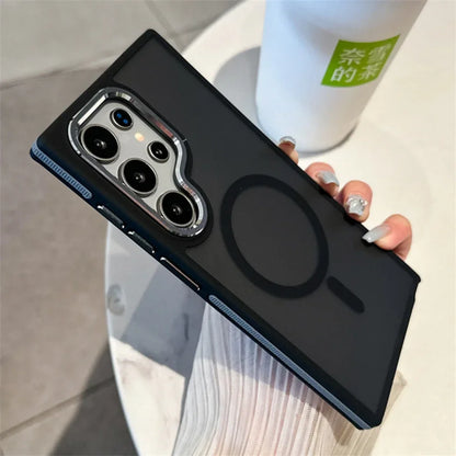 Luxury Matte Magnetic Case For Samsung Galaxy S24 S22 S25 Ultra S23 Plus S23 FE For Magsafe Wireless Charging Shockproof Cover - Sky-cover