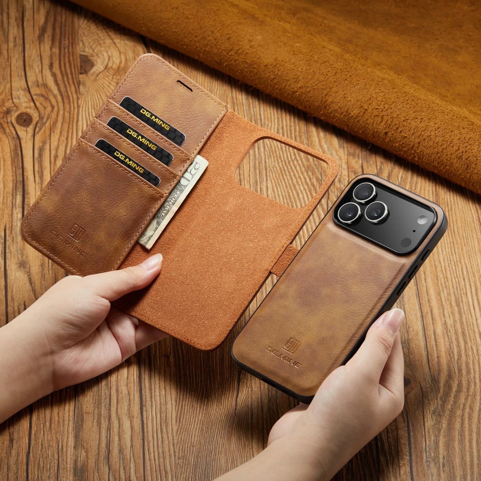 Magnetic Leather Wallet Phone Case with Card Holder – 2-in-1 Foldable Cover for iPhone 17 Series - Sky-cover