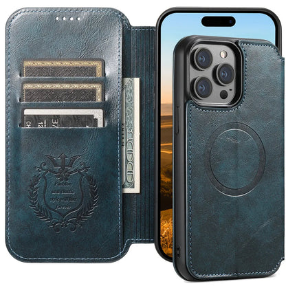 Leather Magnetic Kickstand Case with Card Storage – Dual-Layer Full Coverage for iPhone - Sky-cover