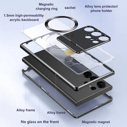 Magnetic Case for Samsung Galaxy S24 S22 S21 S23 Ultra with Hidden Holder Metal Aluminum Alloy