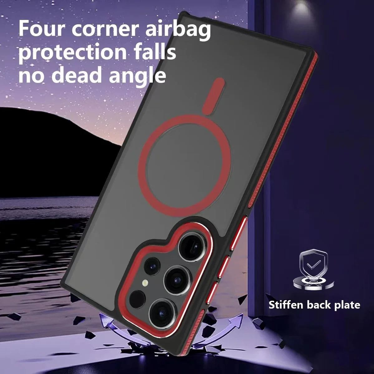 Luxury Matte Magnetic Case For Samsung Galaxy S24 S22 S25 Ultra S23 Plus S23 FE For Magsafe Wireless Charging Shockproof Cover - Sky-cover