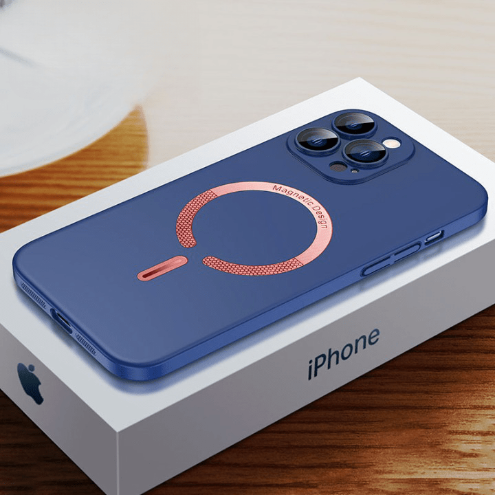 Luxury Magsafe Wireless Charging Phone Case Compatible with All iPhone - Navy Blue / For iPhone 12 - sky-cover