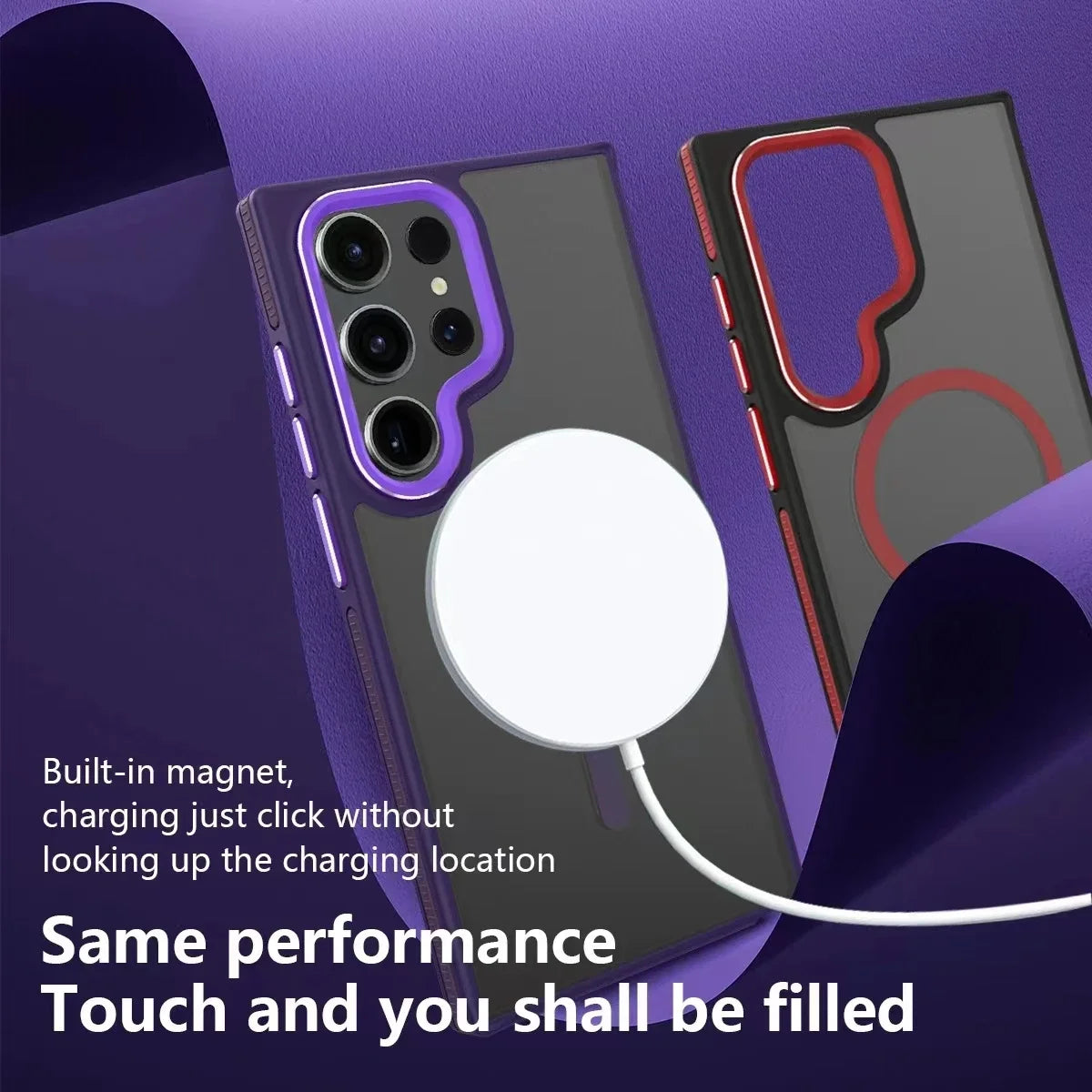 Luxury Matte Magnetic Case For Samsung Galaxy S24 S22 S25 Ultra S23 Plus S23 FE For Magsafe Wireless Charging Shockproof Cover - Sky-cover