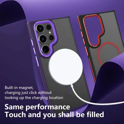 Luxury Matte Magnetic Case For Samsung Galaxy S24 S22 S25 Ultra S23 Plus S23 FE For Magsafe Wireless Charging Shockproof Cover - Sky-cover
