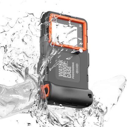 Professional Diving Phone Case for iPhone 15 14 13 12 Pro Max Underwater Waterproof Case for Samsung S22 S23 - black orange - Sky-cover