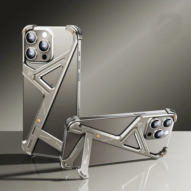 Metal Z Shape Phone Case for iPhone 15 14 13 series Phone - For iPhone 15 Pro Max / Titanium - Sky-cover