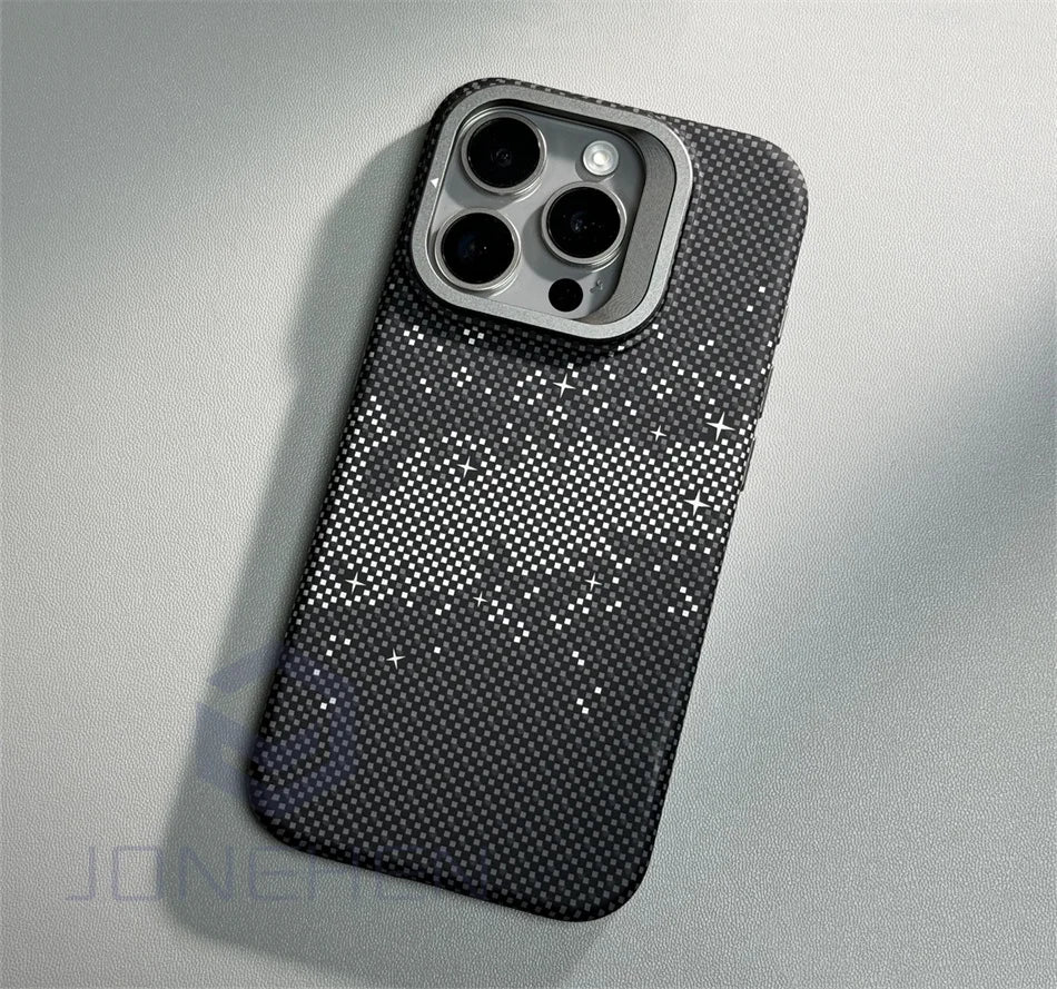 Luxury Slim Carbon Fiber Magnetic Case for iPhone 16 15 14 13 Pro Max