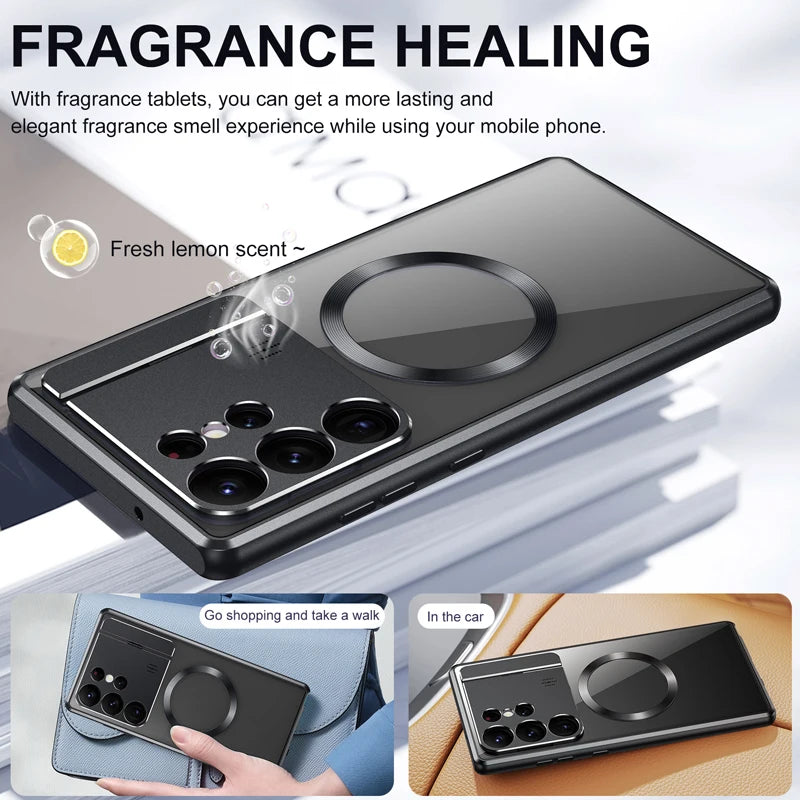 Magnetic Case for Samsung Galaxy S24 S22 S21 S23 Ultra with Hidden Holder Metal Aluminum Alloy