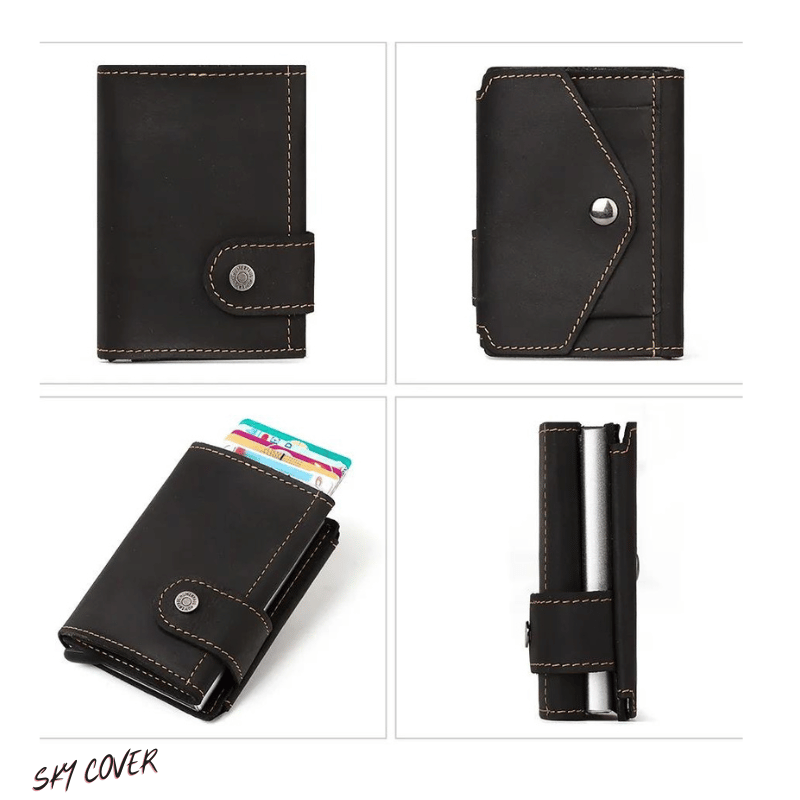 Luxury Cowhide Leather [RFID] Aluminum Card Holder Wallet - SKY COVER