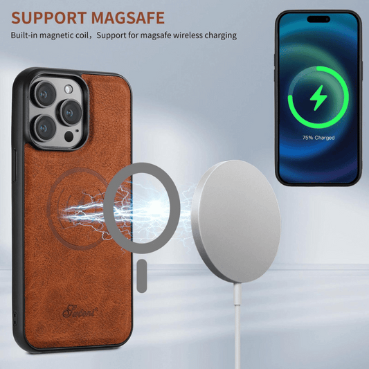 leather wallet Phone Cover Card Holder compatible with MagSafe wireless charging - skycover