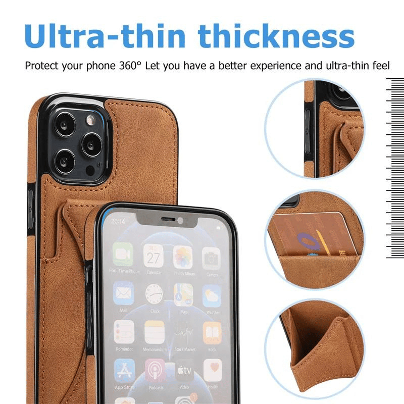 Luxury Leather Card Wallet Holder Phone Cover for all iphone - SKYCOVER