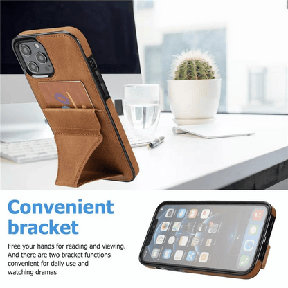 Luxury Leather Card Wallet Holder Phone Cover for all iphone - SKYCOVER