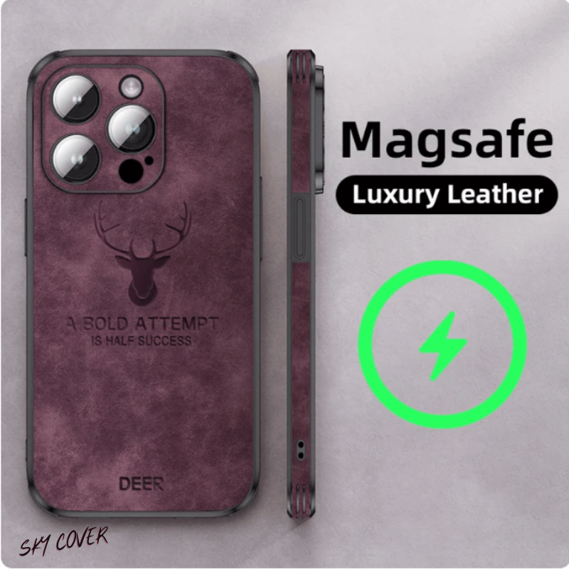 Luxury Magsafe Leather Case for iPhone 11 12 13 14 15 Pro Max - sky cover