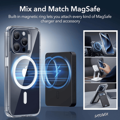 MagSafe Compatible Anti-Yellowing Magnetic Phone Case for All iPhone, Classic Series, Clear - skycover