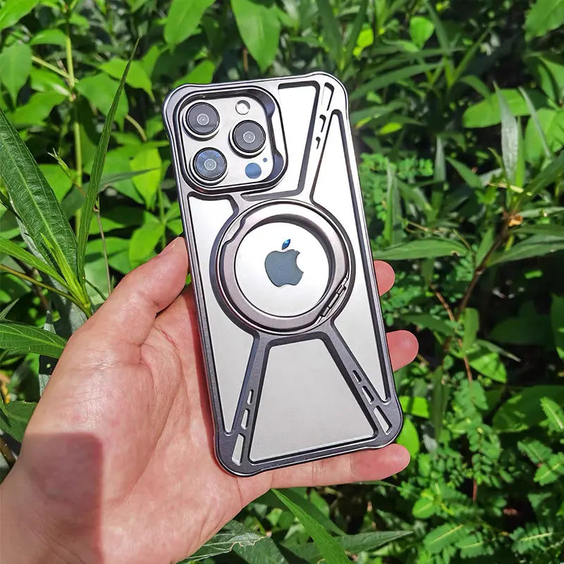 Aluminum Alloy Magnetic Case Cover for iPhpne 16 15 14 Pro max with Invisible Metal Holder - Sky-cover