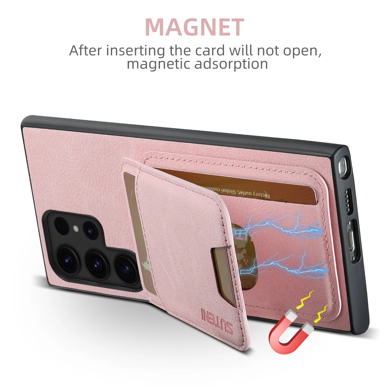 SUTENI Leather Wallet Card Holder Phone Cases For Samsung Galaxy S24 S23 Ultra S22 Plus Note20 - Sky-cover