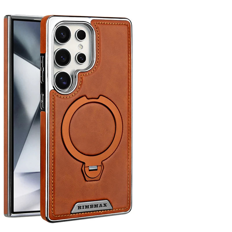 360 Degree Rotating Leather Case with Wireless Charging for Samsung Galaxy S24 S23 S25 Ultra S25 Edge - Sky-cover