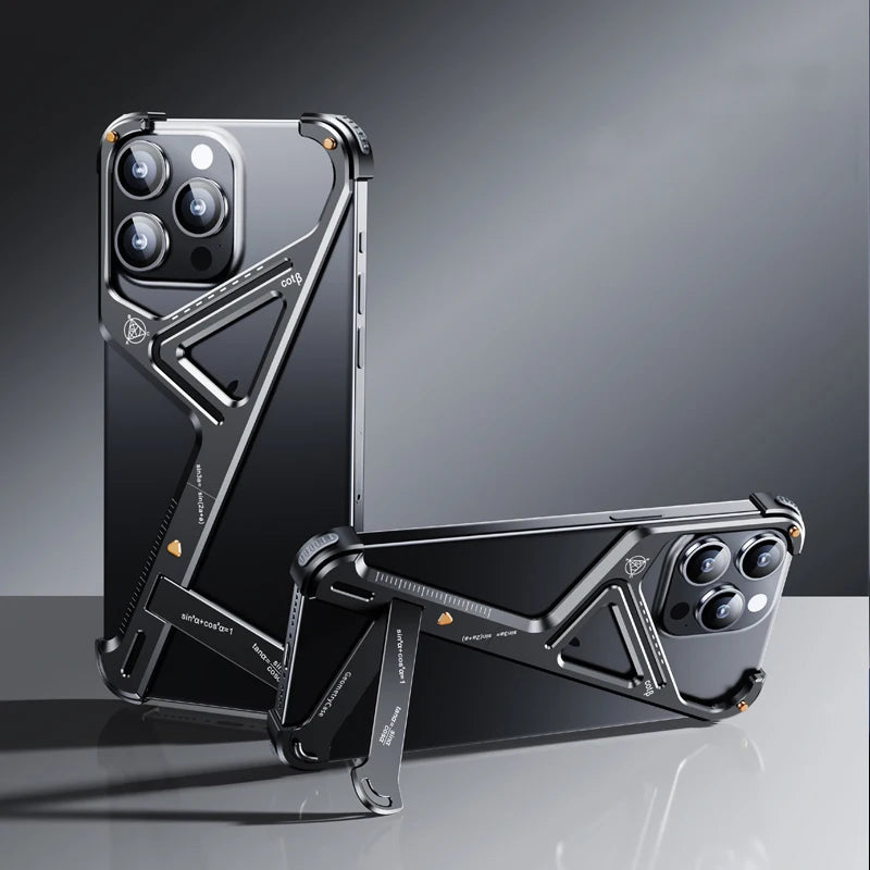 Metal Z Shape Phone Case for iPhone 15 14 13 series Phone - For iPhone 15 Pro Max / Black - Sky-cover