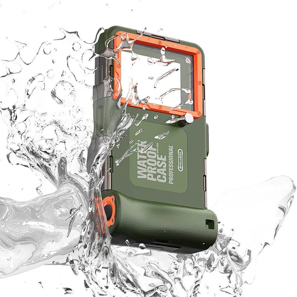 Professional Diving Phone Case for iPhone 15 14 13 12 Pro Max Underwater Waterproof Case for Samsung S22 S23 - Army Green - Sky-cover