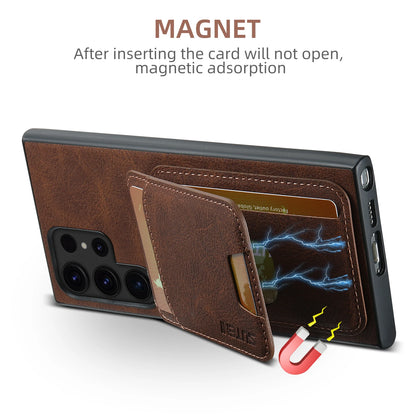 SUTENI Leather Wallet Card Holder Phone Cases For Samsung Galaxy S24 S23 Ultra S22 Plus Note20 - Sky-cover