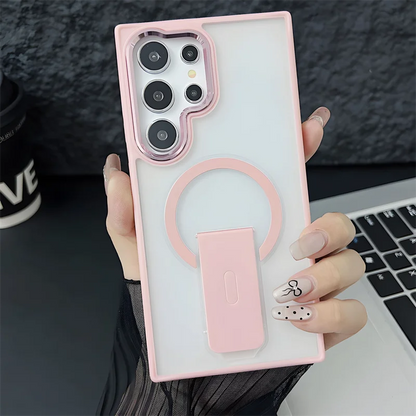 Matte for Magsafe Magnetic Phone Holder Bumper Case for Samsung Galaxy S24 S23 Ultra Plus Wireless Charge Shockrpoof Back Cover - Sky-cover