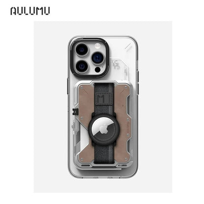 Magnetic Genuine Leather Wallet Card - Sky-cover