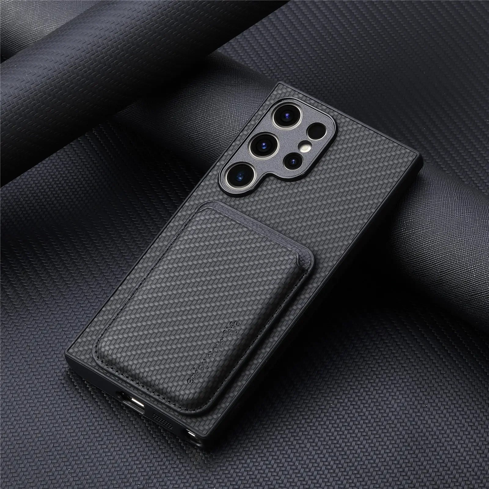 Luxury Leather Magnetic Phone Case with Card Holder for Samsung Galaxy - Black / Galaxy S24 Ultra - Sky-cover