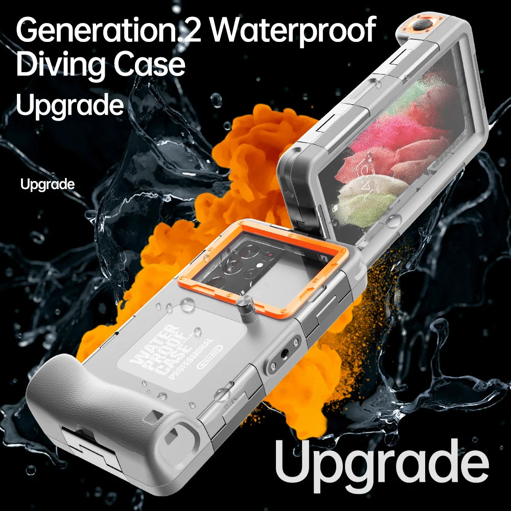 Professional Diving Phone Case for iPhone 15 14 13 12 Pro Max Underwater Waterproof Case for Samsung S22 S23 - Sky-cover