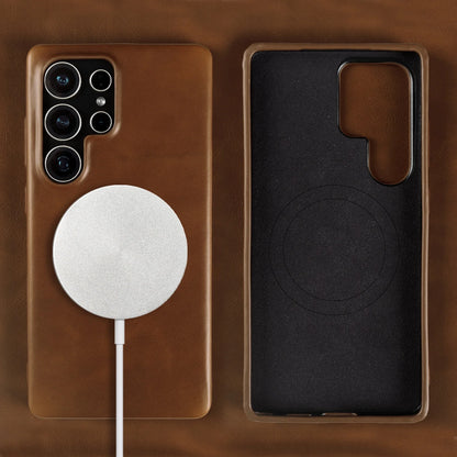 Genuine Leather Magnetic Case for Samsung Galaxy S25 / S24 Series – MagSafe Compatible, Full Coverage - Sky-cover