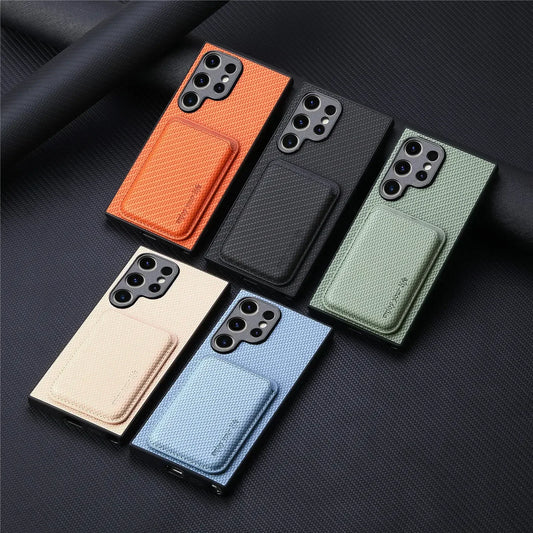 Luxury Leather Magnetic Phone Case with Card Holder for Samsung Galaxy - Green / Galaxy S24 Ultra - Sky-cover