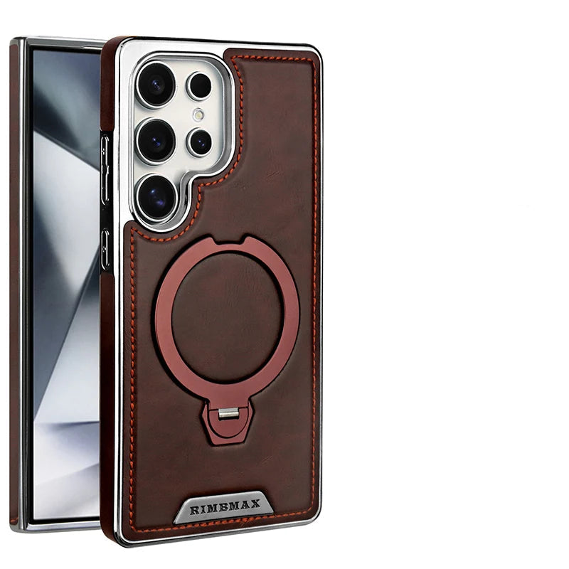 360 Degree Rotating Leather Case with Wireless Charging for Samsung Galaxy S24 S23 S25 Ultra S25 Edge - Sky-cover