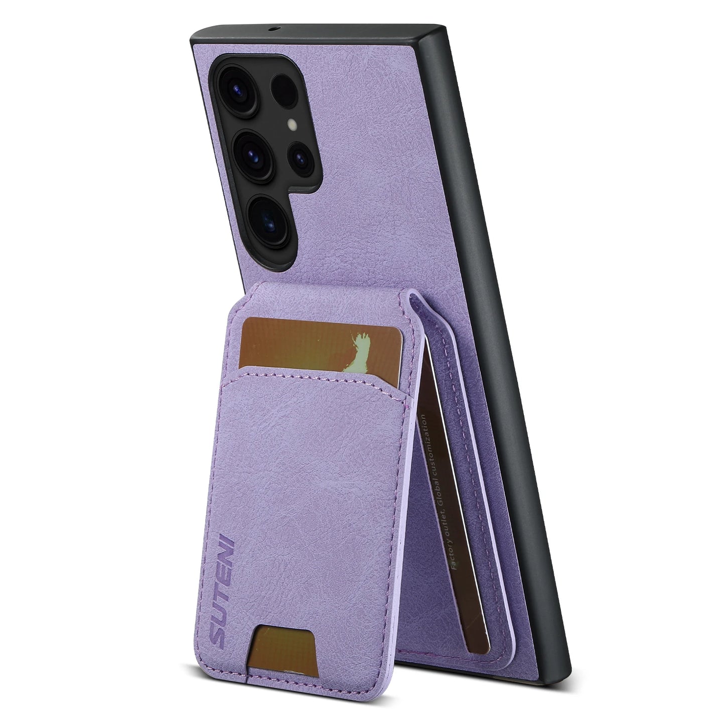 SUTENI Leather Wallet Card Holder Phone Cases For Samsung Galaxy S24 S23 Ultra S22 Plus Note20 - Sky-cover