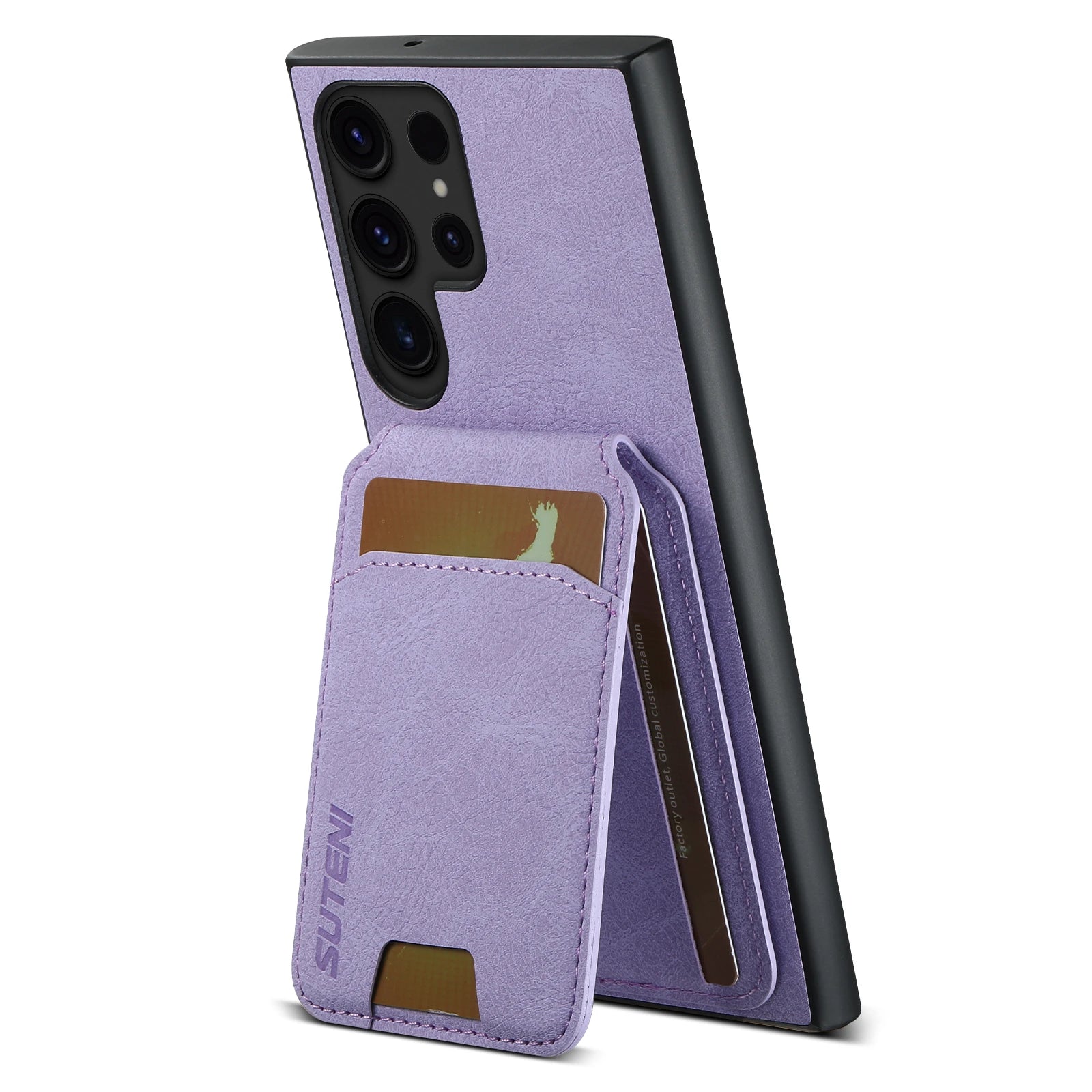 SUTENI Leather Wallet Card Holder Phone Cases For Samsung Galaxy S24 S23 Ultra S22 Plus Note20 - Sky-cover