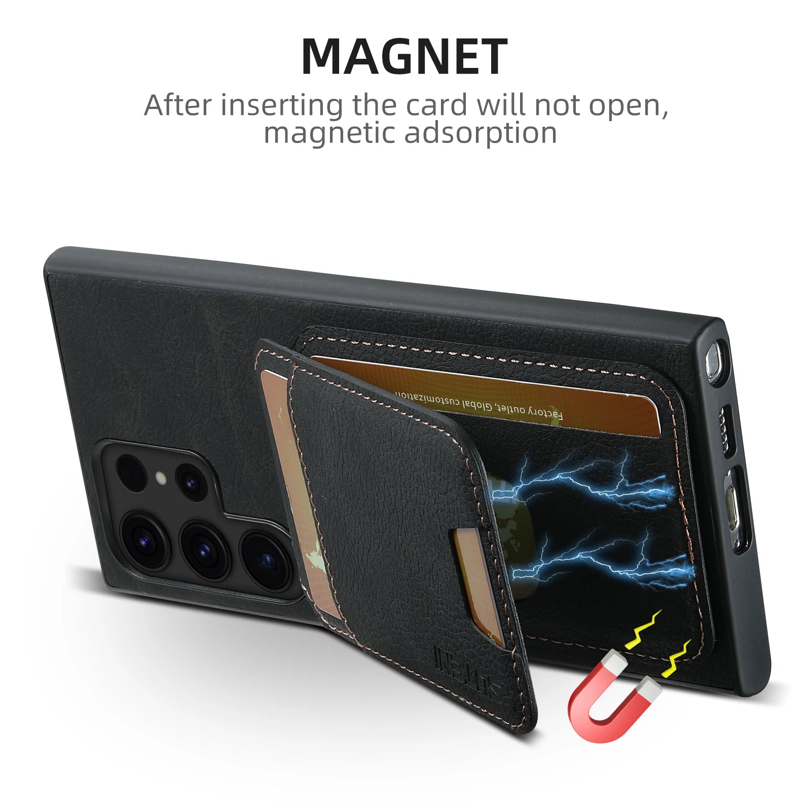 SUTENI Leather Wallet Card Holder Phone Cases For Samsung Galaxy S24 S23 Ultra S22 Plus Note20 - Sky-cover