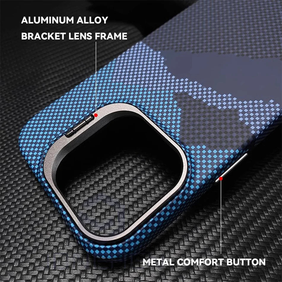 Luxury Slim Carbon Fiber Magnetic Case for iPhone 16 15 14 13 Pro Max