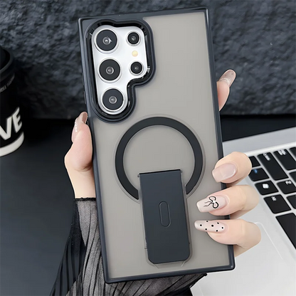 Matte for Magsafe Magnetic Phone Holder Bumper Case for Samsung Galaxy S24 S23 Ultra Plus Wireless Charge Shockrpoof Back Cover - Sky-cover