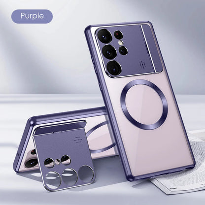 Magnetic Case for Samsung Galaxy S24 S22 S21 S23 Ultra with Hidden Holder Metal Aluminum Alloy - Purple / For Samsung S24 Ultra - Sky-cover