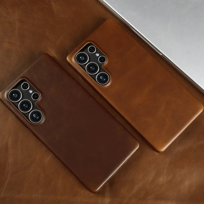 Genuine Leather Magnetic Case for Samsung Galaxy S25 / S24 Series – MagSafe Compatible, Full Coverage - Sky-cover