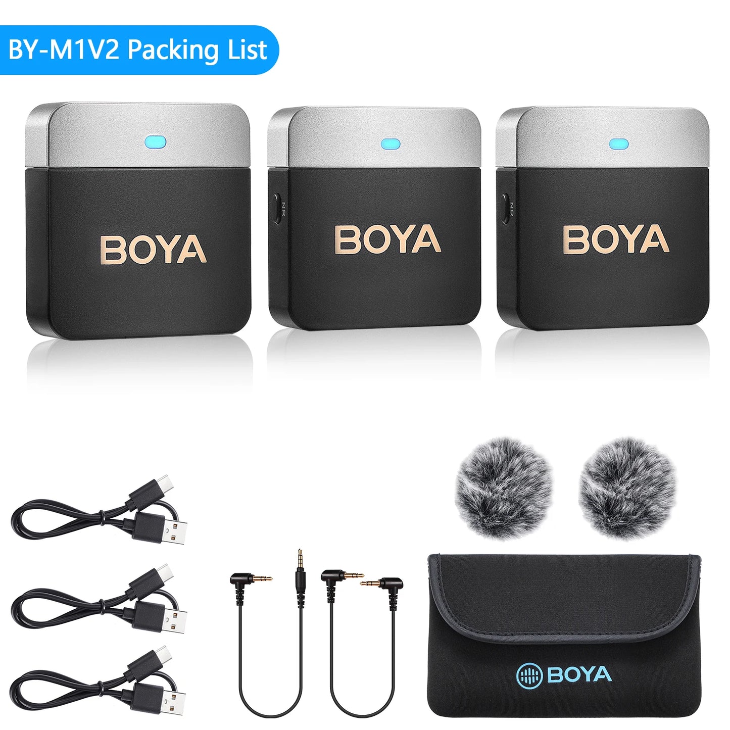 BOYA BY-M1V Wireless Condenser Microphone for Smartphones, PC, iPhone and Android Devices - BY-M1V2 - Sky-cover