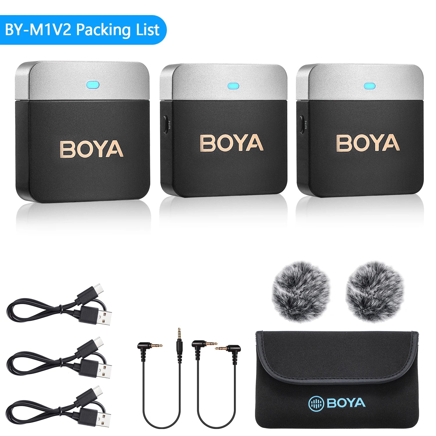 BOYA BY-M1V Wireless Condenser Microphone for Smartphones, PC, iPhone and Android Devices - BY-M1V2 - Sky-cover