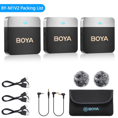 BOYA BY-M1V Wireless Condenser Microphone for Smartphones, PC, iPhone and Android Devices - BY-M1V2 - Sky-cover