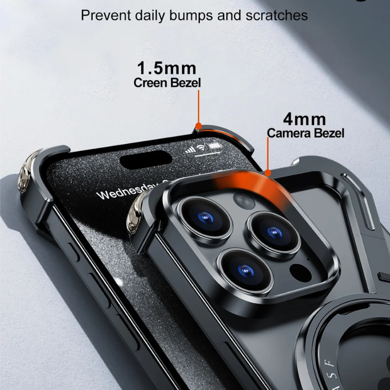 Luxury iPhone Case with Aluminum Alloy Frame and 360 Degree Rotating Metal Stand - Sky-cover