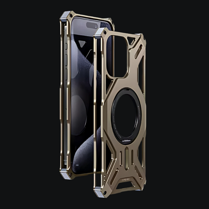 Luxury Metal Dissipation Magnetic Stand Phone Case For iPhone 15 14 13 series - Titanium / For iPhone 16 Pro Max - Sky-cover